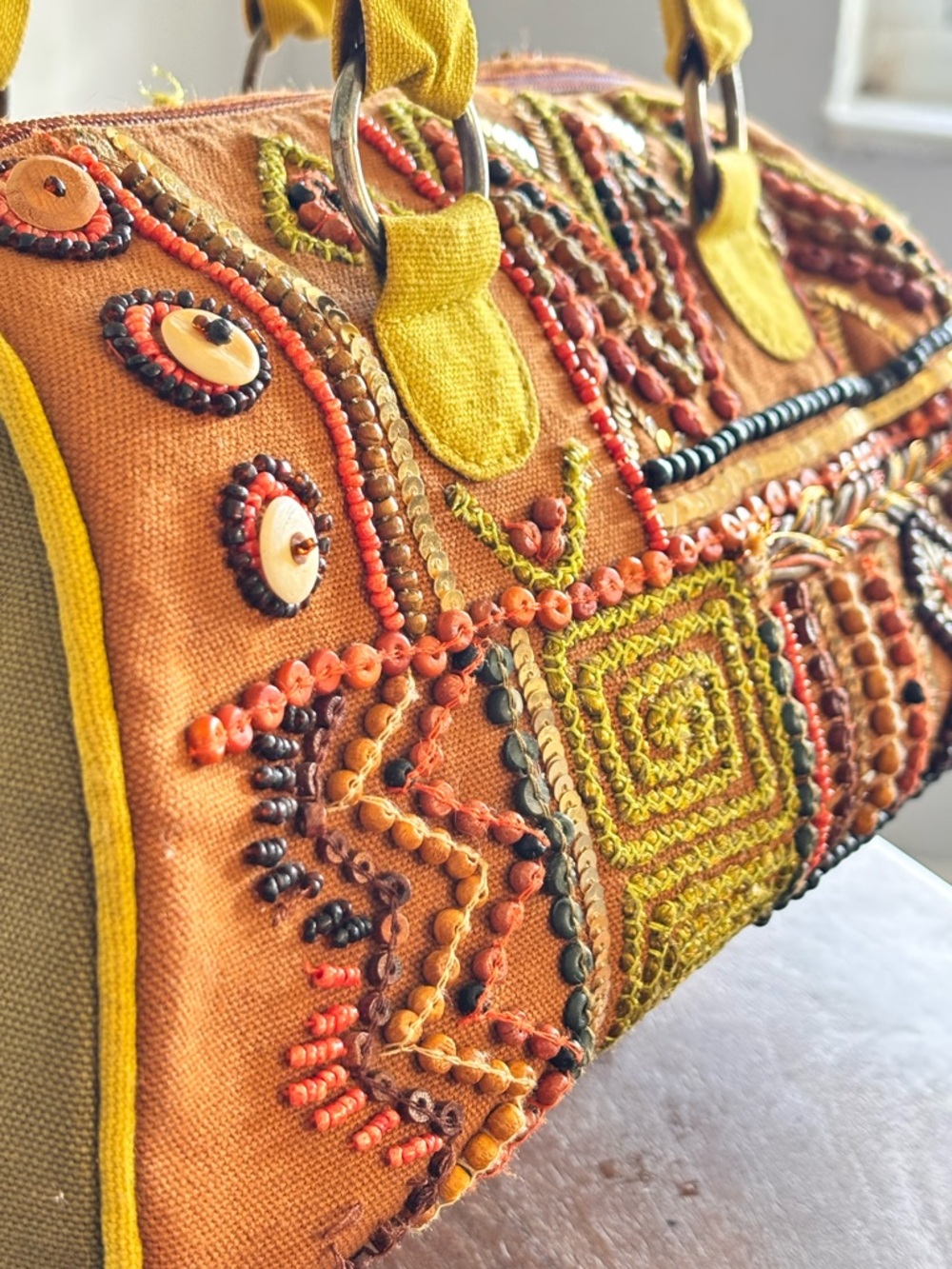Boho Beaded Embroidered Statement Bag Festival Indie Purse - Picture 7 of 10